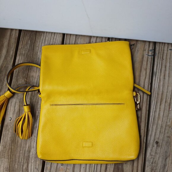 Tory Burch Yellow Leather Crossbody Bag with Tassels - Picture 2 of 9